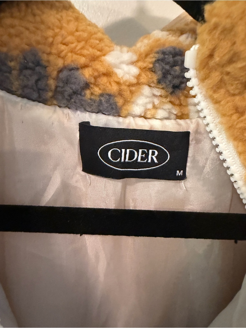 Cider Floral Sherpa Fleece Zip Up Jacket Medium Mustard Yellow - Picture 3 of 4